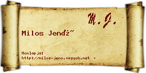 Milos Jenő névjegykártya