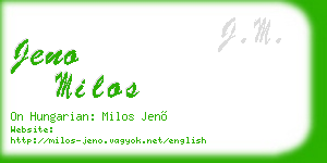 jeno milos business card